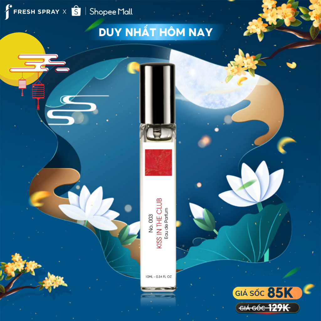 Nước Hoa F Fresh Spray, Kiss In The Club No.003 Sang Trọng, Cá Tính, Quyến Rũ, Lưu Hương 12h Mini Size 10ML