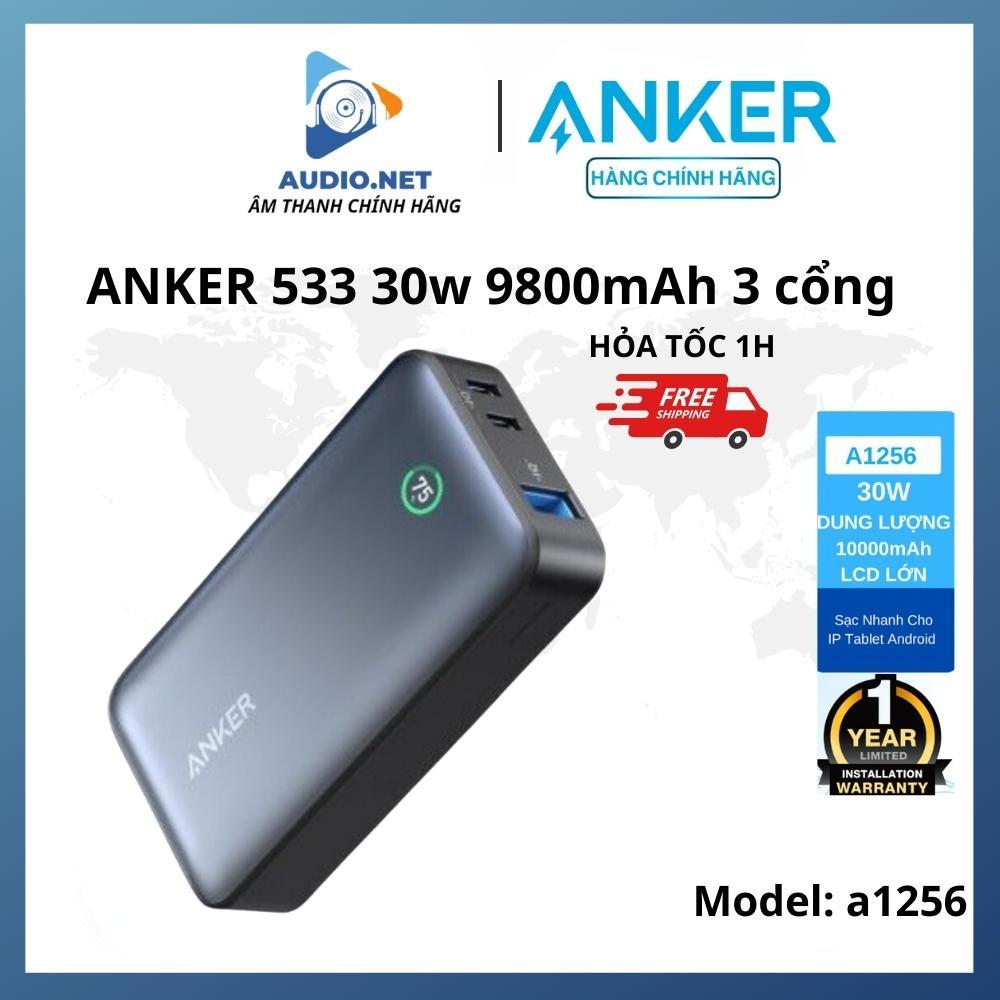 (3)Sạc nhanh dự phòng Anker 533 tiêu chuẩn 9800mAh 30w 3 Cổng - A1256 (Bảo Hành 12 Tháng)