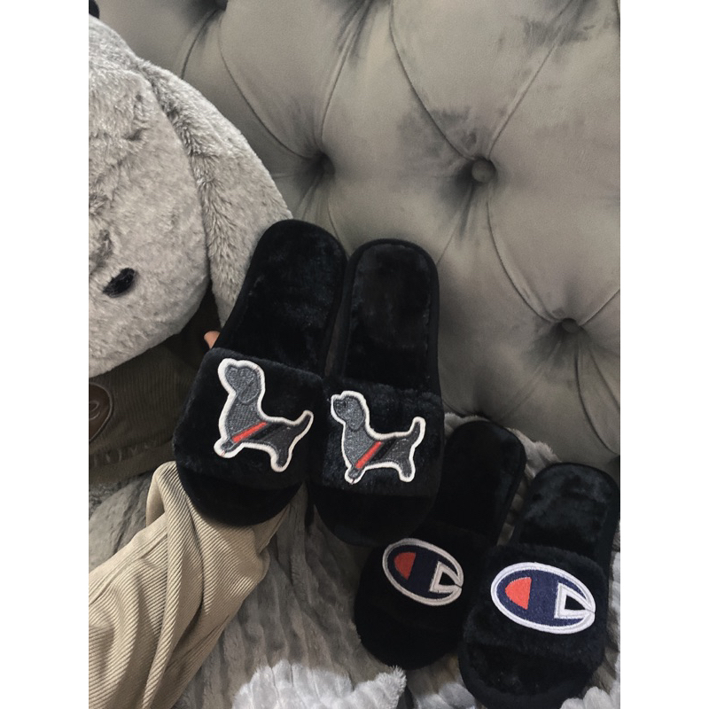 Dép lông thêu thom chó,miu,champion  đọc mô tả