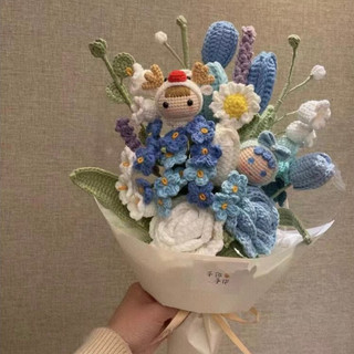 Bó hoa len handmade mix thú ngộ nghĩnh làm quà tặng sinh nhật bạn gái, tặng sinh nhật bạn thân