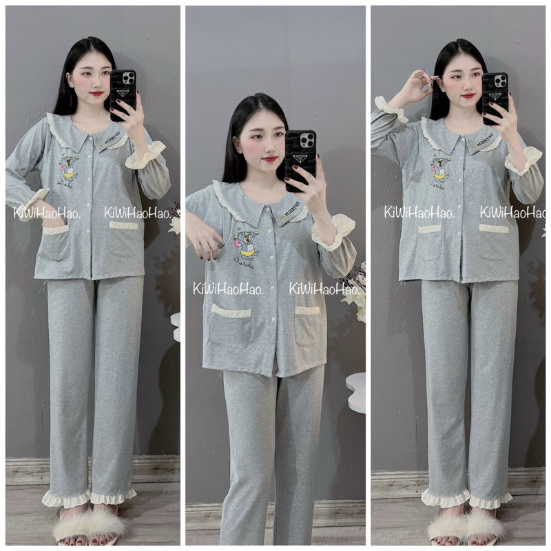 BỘ BẦU-BỘ SAU SINH-COTTONG DÀI CỔ SEN TÚI CHUỘT-5 màu, áo có khoá kéo, quần có chun chỉnh