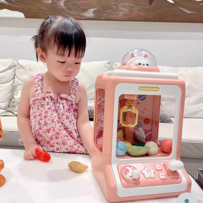 Máy gắp thú bông cho bé size to có đèn và nhạc kèm 10 bóng 10 gấu bông, đồ chơi gắp thú