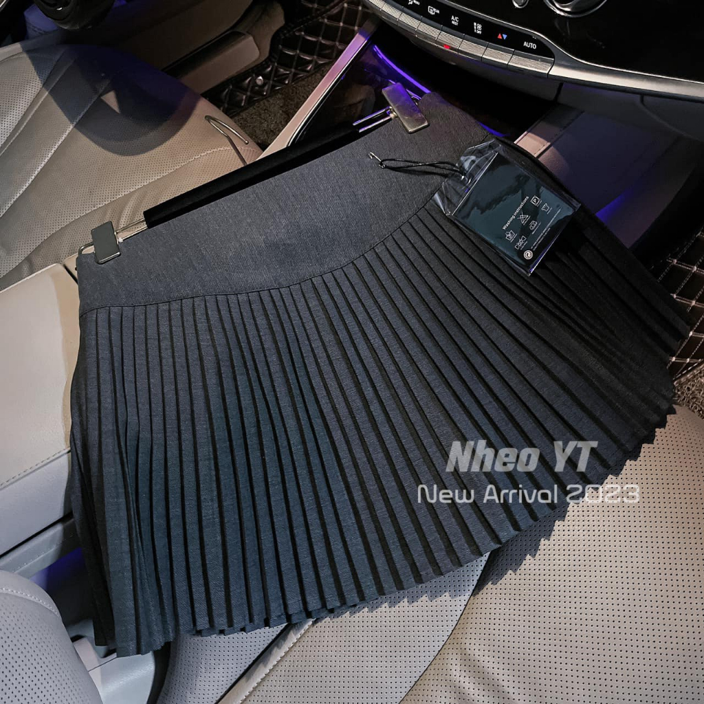 Chân váy cạp cao xếp ly dáng ngắn 3 màu