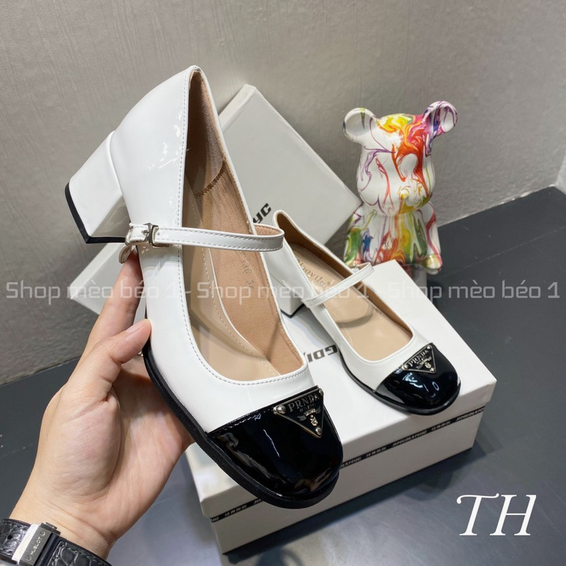 Giày búp bê prd quai ngang tag đồng gót vuông fullbox hàng quảng châu cao cấp