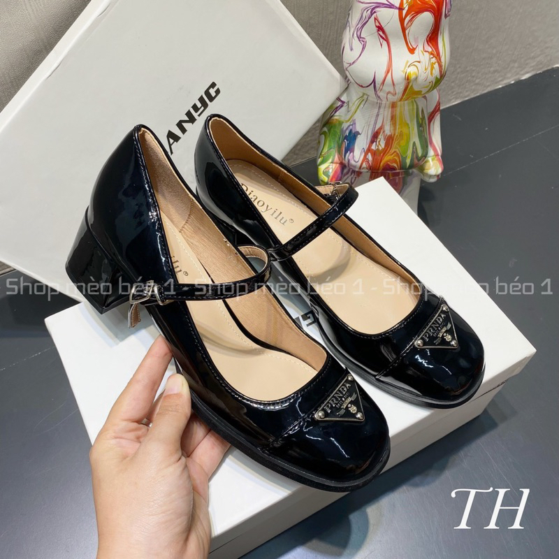 Giày búp bê prd quai ngang tag đồng gót vuông fullbox hàng quảng châu cao cấp