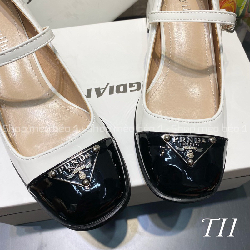 Giày búp bê prd quai ngang tag đồng gót vuông fullbox hàng quảng châu cao cấp