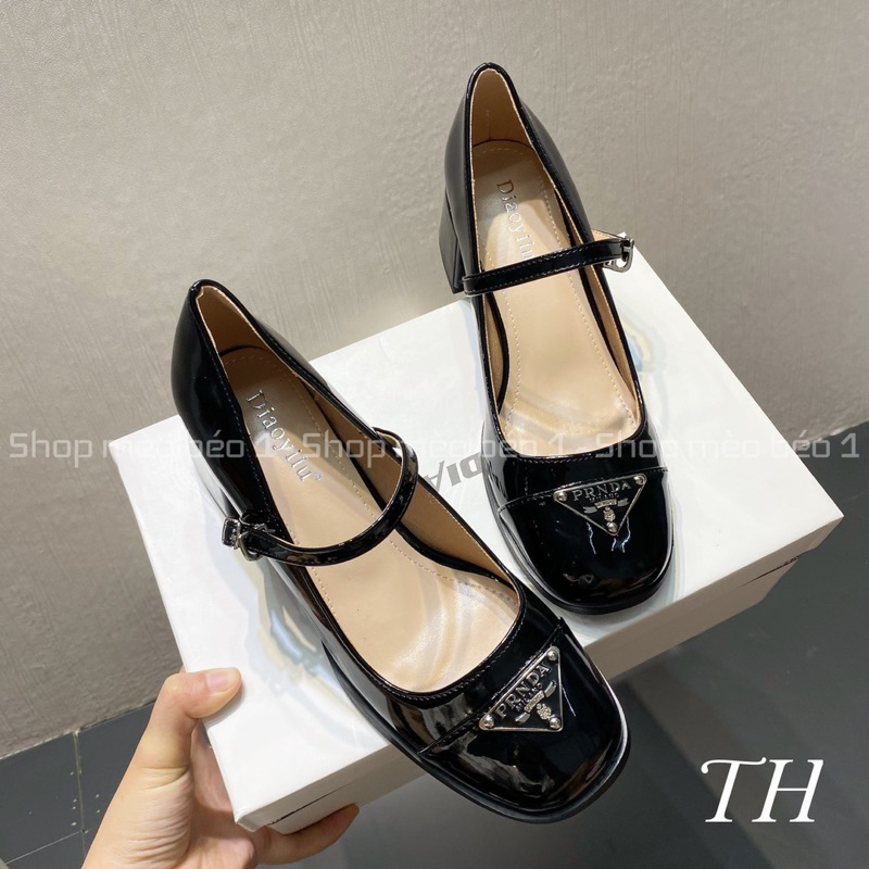 Giày búp bê prd quai ngang tag đồng gót vuông fullbox hàng quảng châu cao cấp