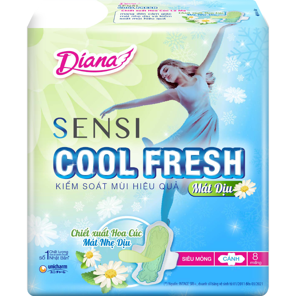 Băng vệ sinh Diana siêu mỏng cánh 23cm gói 8 miếng/20 miếng