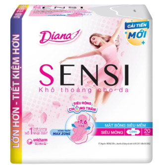 Băng vệ sinh Diana siêu mỏng cánh 23cm gói 8 miếng/20 miếng