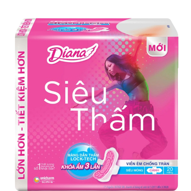 Băng vệ sinh Diana siêu mỏng cánh 23cm gói 8 miếng/20 miếng