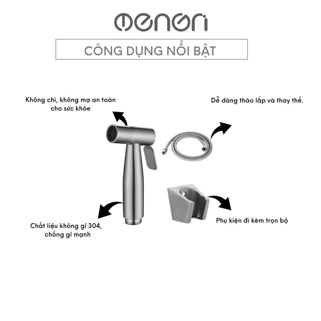 Vòi Xịt Vệ Sinh Tăng Áp INOX 304 Kèm Dây 1m5 Bền Chắc Và Cao Cấp- NENON