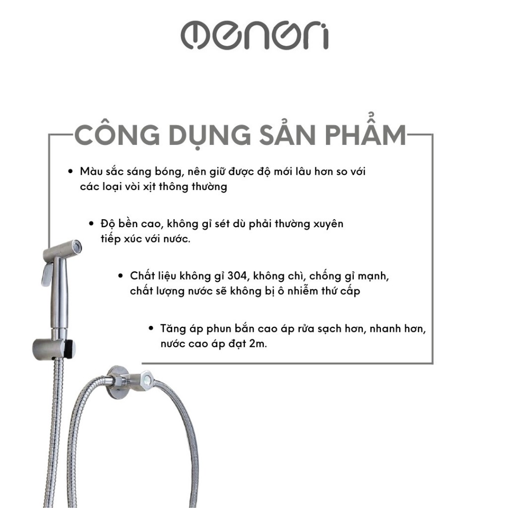 Vòi Xịt Vệ Sinh Tăng Áp INOX 304 Kèm Dây 1m5 Bền Chắc Và Cao Cấp- NENON