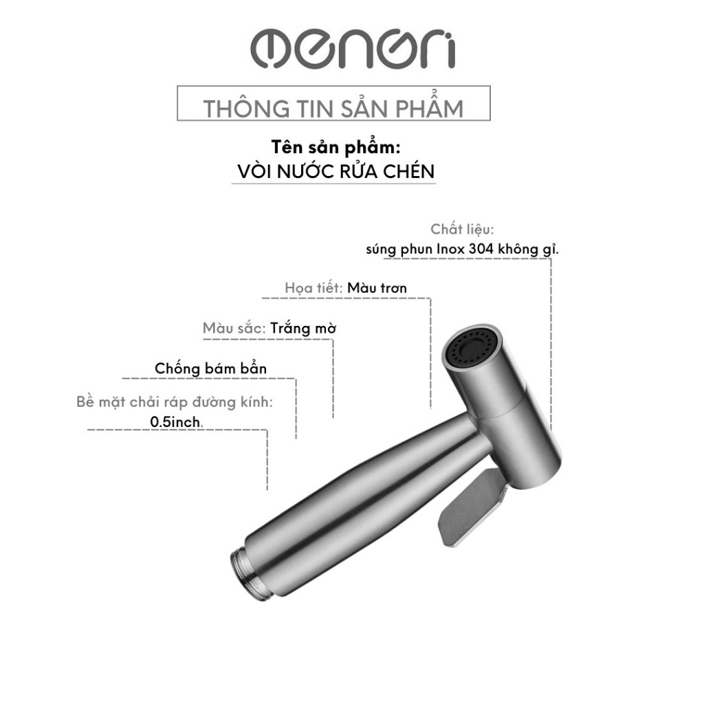 Vòi Xịt Vệ Sinh Tăng Áp INOX 304 Kèm Dây 1m5 Bền Chắc Và Cao Cấp- NENON