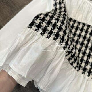ÁO DẠ KẺ PHA SƠ MI DÁNG PEPLUM - kimanhbui