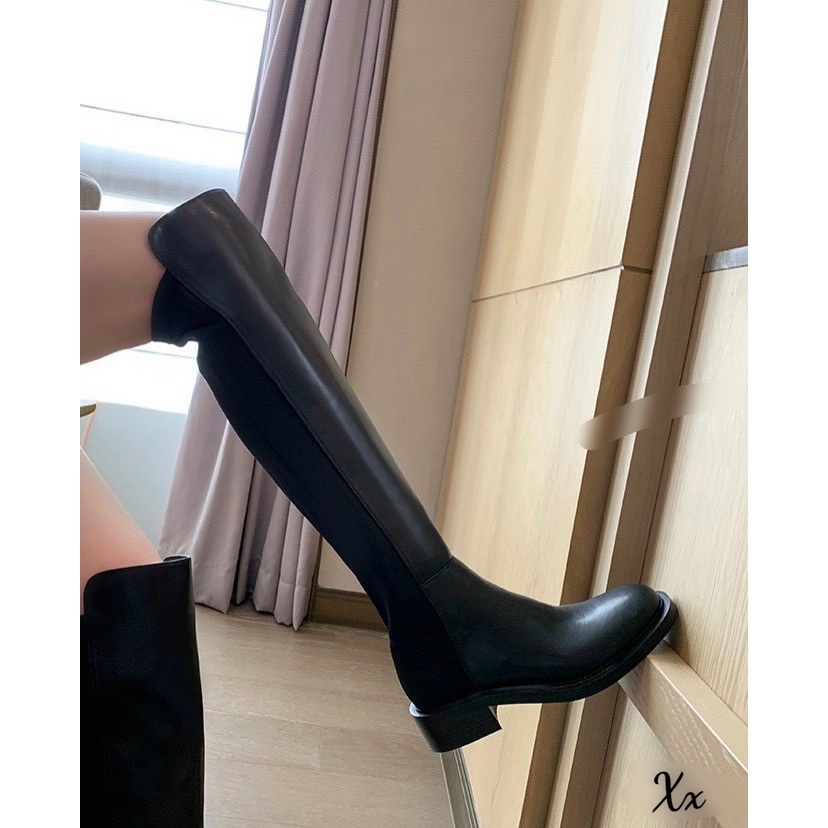 BỐT ĐÙI SATIN VÁ DA