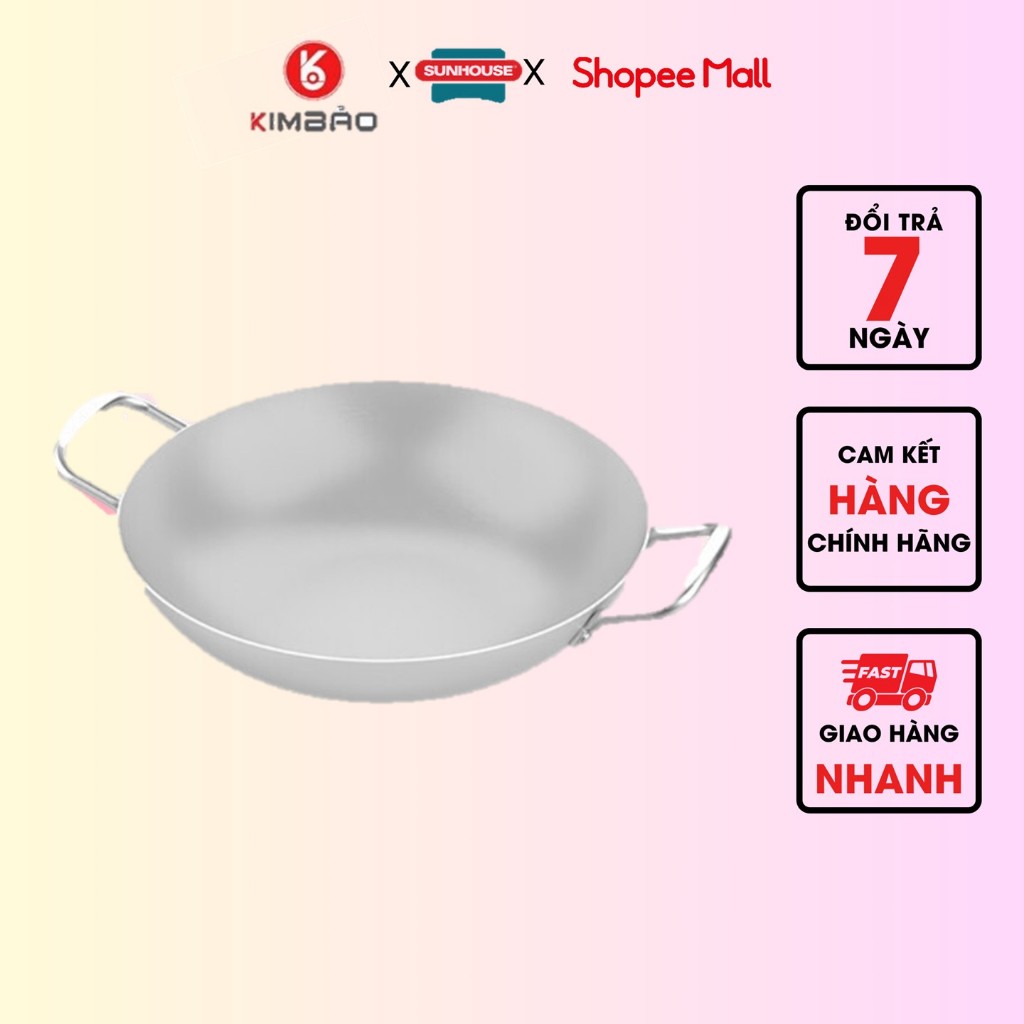 Chảo bầu Anod Sunhouse SWP30B - 30cm - chất liệu nhôm, quai núm chắc chắn, hạn chế nóng.