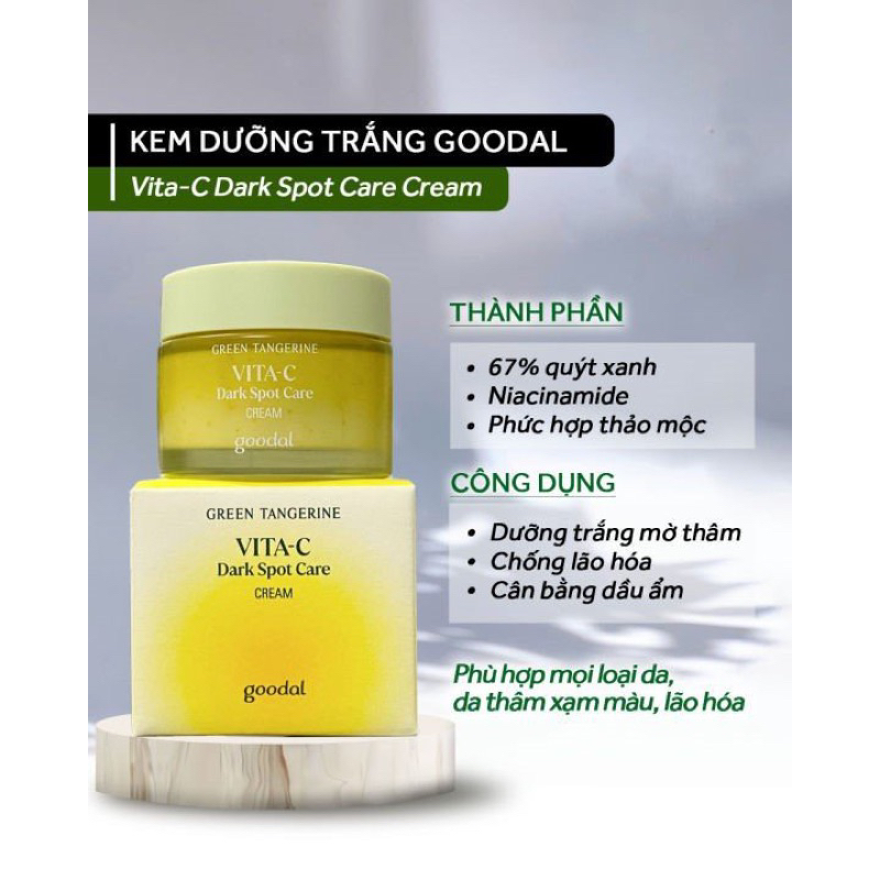 Kem Dưỡng Vitamin C Làm Sáng Da Goodal Green Tangerine Vita C Dark Spot Care Cream