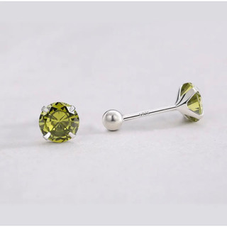 Khuyên bạc nụ đá xanh cốm chốt vặn | trang sức bạc accessories
