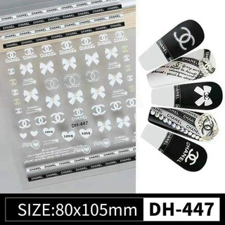 Sticker thương hiệu channel nơ trắng/ Sticker thương hiệu channel/ sticker dán móng thương hiệu channel nơ trắng/ DH447