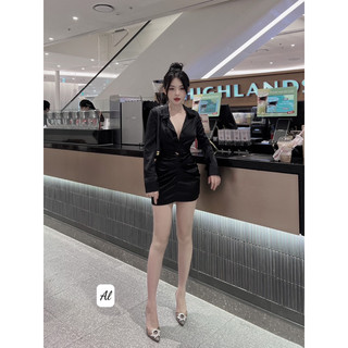váy lụa nơ eo 2màu sang chảnh