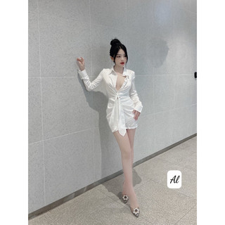 váy lụa nơ eo 2màu sang chảnh