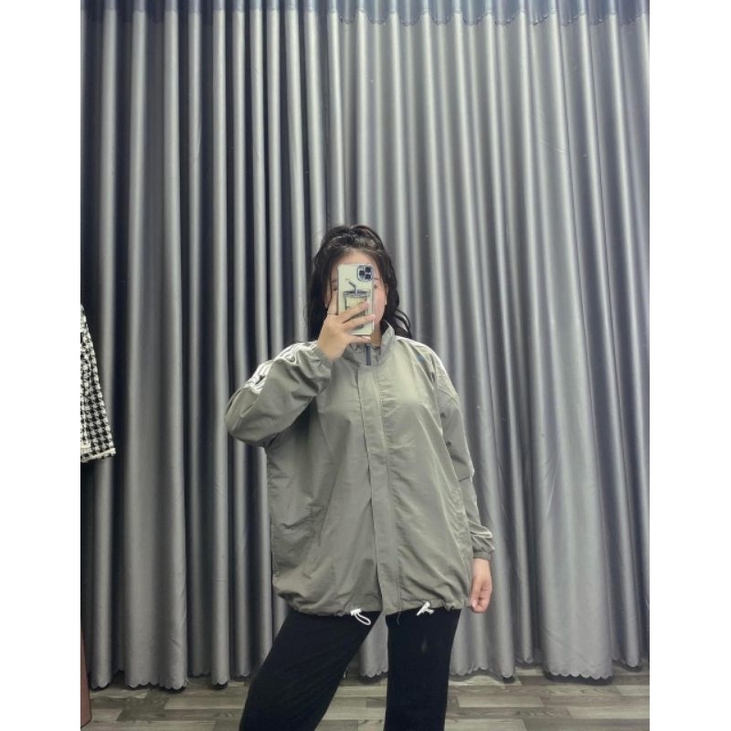 Áo khoác dù gió tay viền sọc, áo khoác nữ bigsize 60-100kg