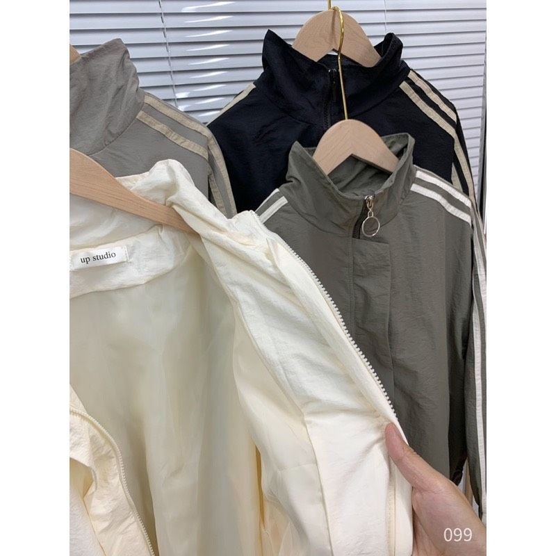 Áo khoác dù gió tay viền sọc, áo khoác nữ bigsize 60-100kg