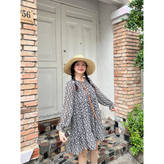 Váy babydoll tay dài hoa nhí - Flora Dress - Hachan.studio