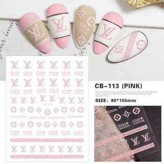 Sticker thương hiệu LV dán móng/ Sticker thương hiệu dán móng LV/ Sticker thương hiệu LV mã CB113 Hồng