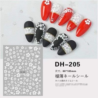 Sticker hoa lụa 3d dán móng/ Sticker hoa mai dán móng Mã DH205- TRẮNG/ sticker dán móng hoa mai trắng.