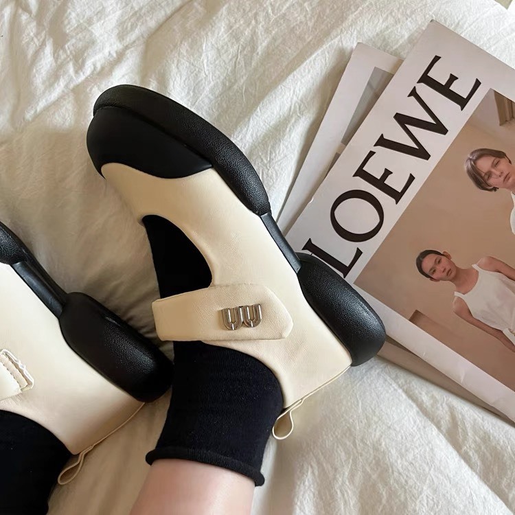 Giày nữ  giày búp bê mary jane đế cao 3cm da mềm đế êm chân  mũi tròn phối viền cá tính mẫu mới BST thu đông 2023