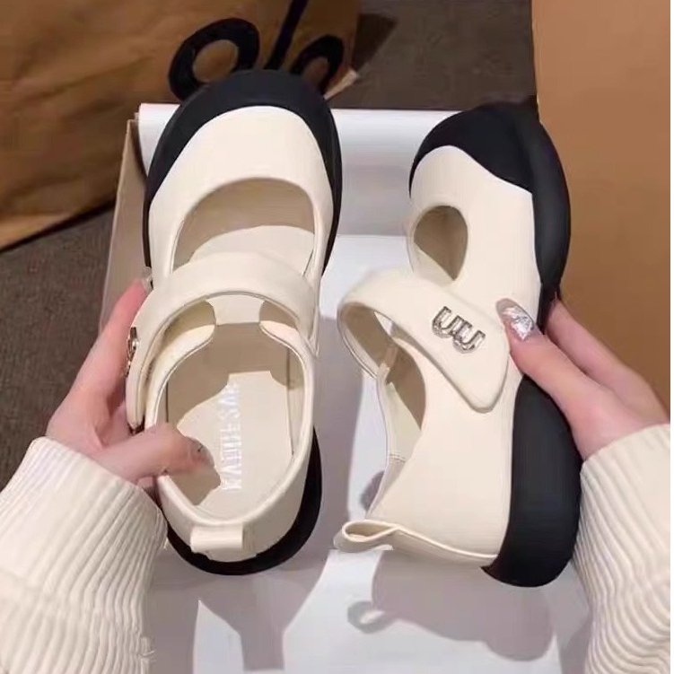 Giày nữ  giày búp bê mary jane đế cao 3cm da mềm đế êm chân  mũi tròn phối viền cá tính mẫu mới BST thu đông 2023