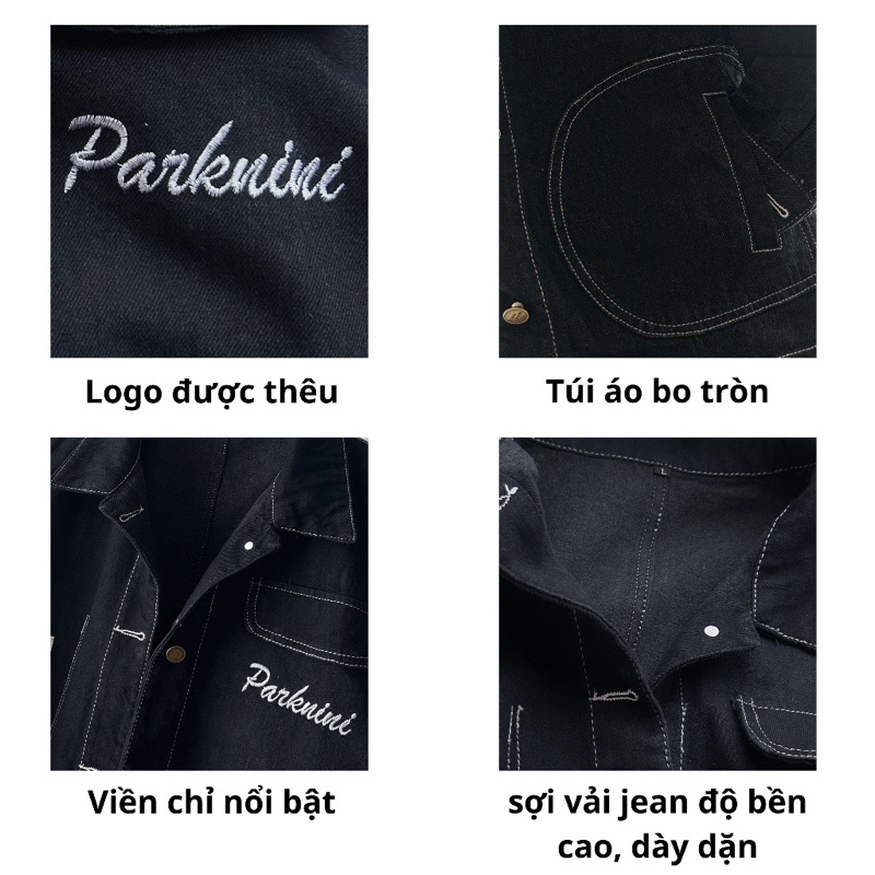 Áo khoác Jeans PARK NINI form rộng màu XANH ĐEN 🏁 Nam nữ unisex 🖤 Áo khoác bò denim Jaystoree