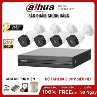 Bộ Camera giám sát Dahua 2.0MP | Full HD 1080P - Bộ 1/2/3/4 Mắt 2.0MP, đầy đủ phụ kiện lắp đặt
