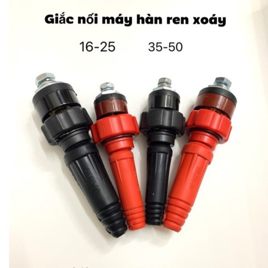 1 bộ Giắc máy hàn kiểu Thái ren xoáy, cốt máy hàn 10-25/35-50 vặn ren