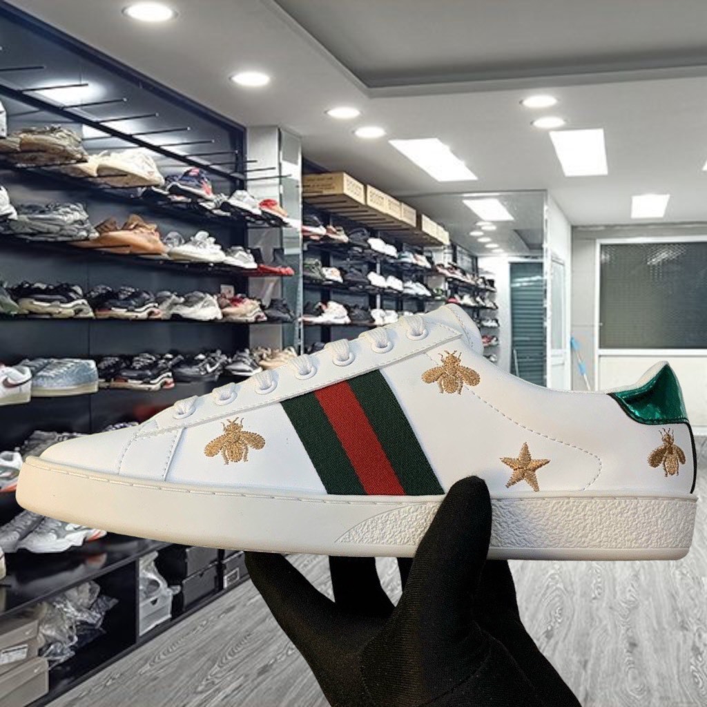 Giày Thể Thao Gucci Ace Embroidered 'Bees and Stars'. Giày Gucci Ong Sao Nhập Trung fulll bill box 1.1- YabiBoutique