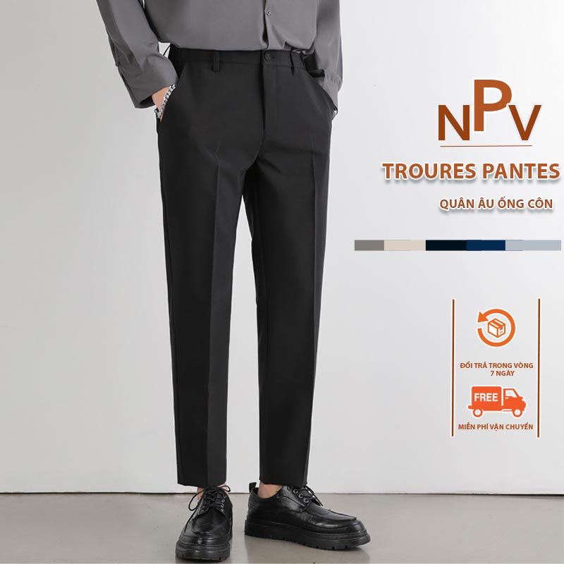 Quần âu nam ống côn  vải lụa hàn co giãn,quần tây nam không nhăn không xù loại Premium thời trang