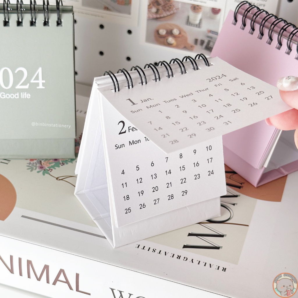 Lịch để bàn Minimalist phong cách tối giản, size mini, có thể gấp gọn màu morandi, trang trí bàn học CL12014