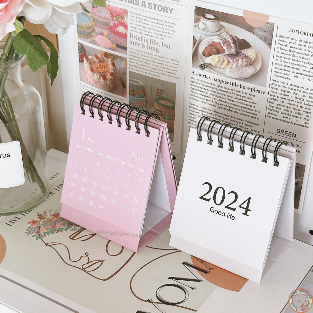 Lịch để bàn Minimalist phong cách tối giản, size mini, có thể gấp gọn màu morandi, trang trí bàn học CL12014