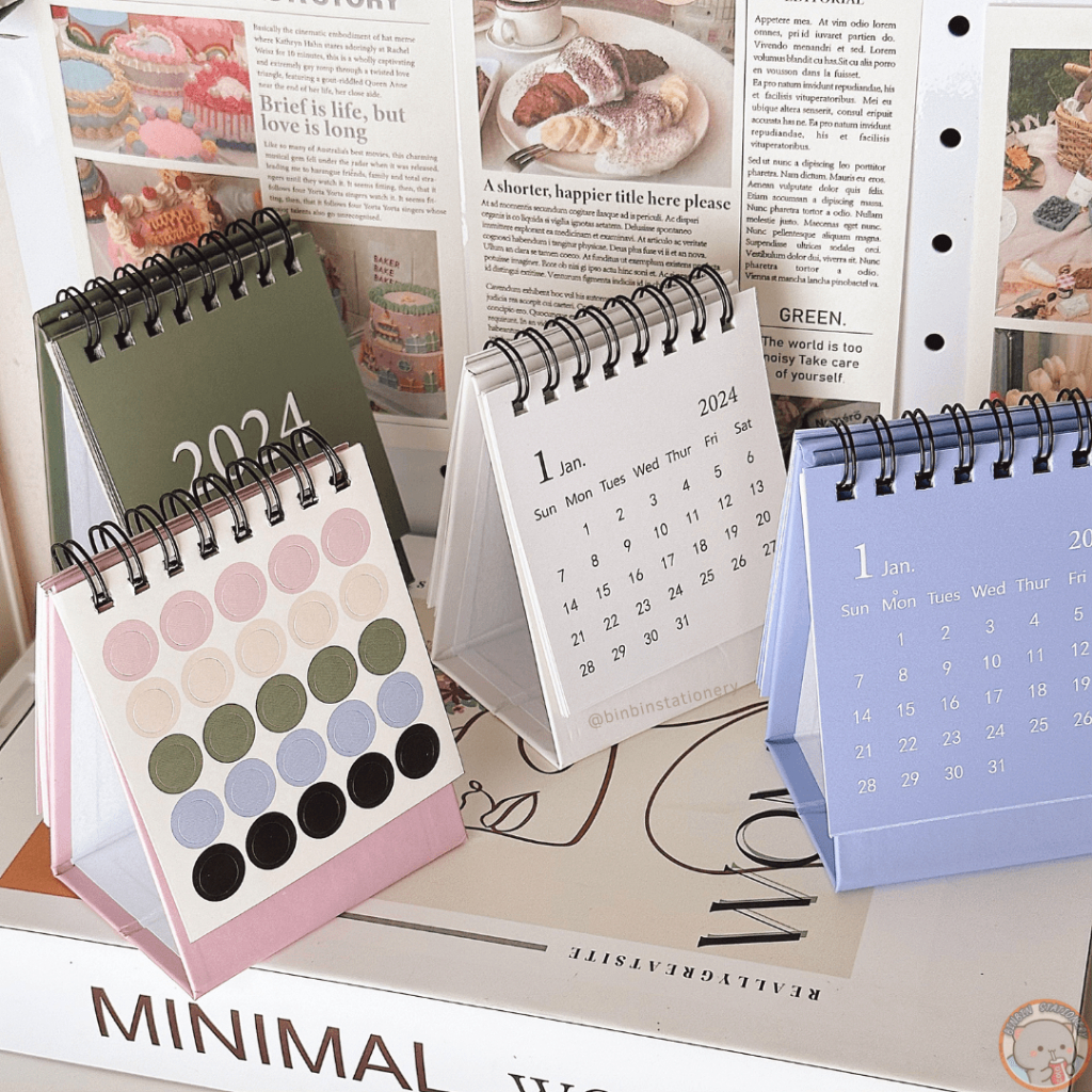 Lịch để bàn Minimalist phong cách tối giản, size mini, có thể gấp gọn màu morandi, trang trí bàn học CL12014