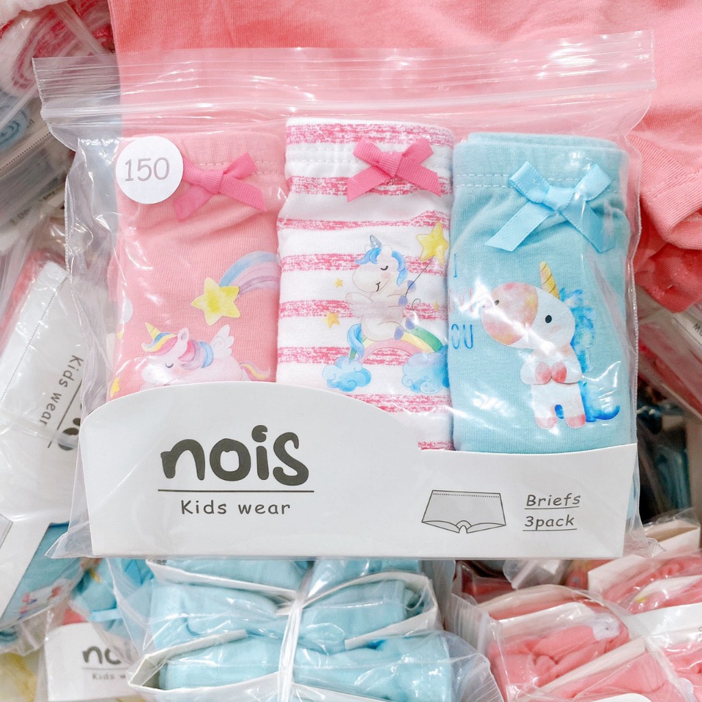 Set 3 quần chíp đùi bé gái hàng xuất THƯƠNG HIỆU NOIS cotton 4 chiều co giản thoải mái siêu kháng khuẩn an toàn cho bé