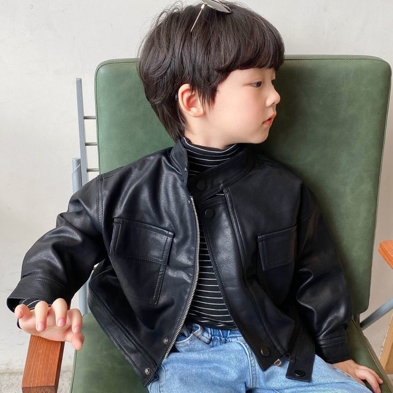 Áo Khoác Da Phong Cách Thời Trang Cá Tính 2023 Dành Cho Bé Trai Và Bé Gái