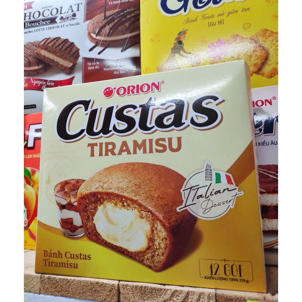[ORION] Bánh bông lan Custas Tiramisu hộp 12 cái