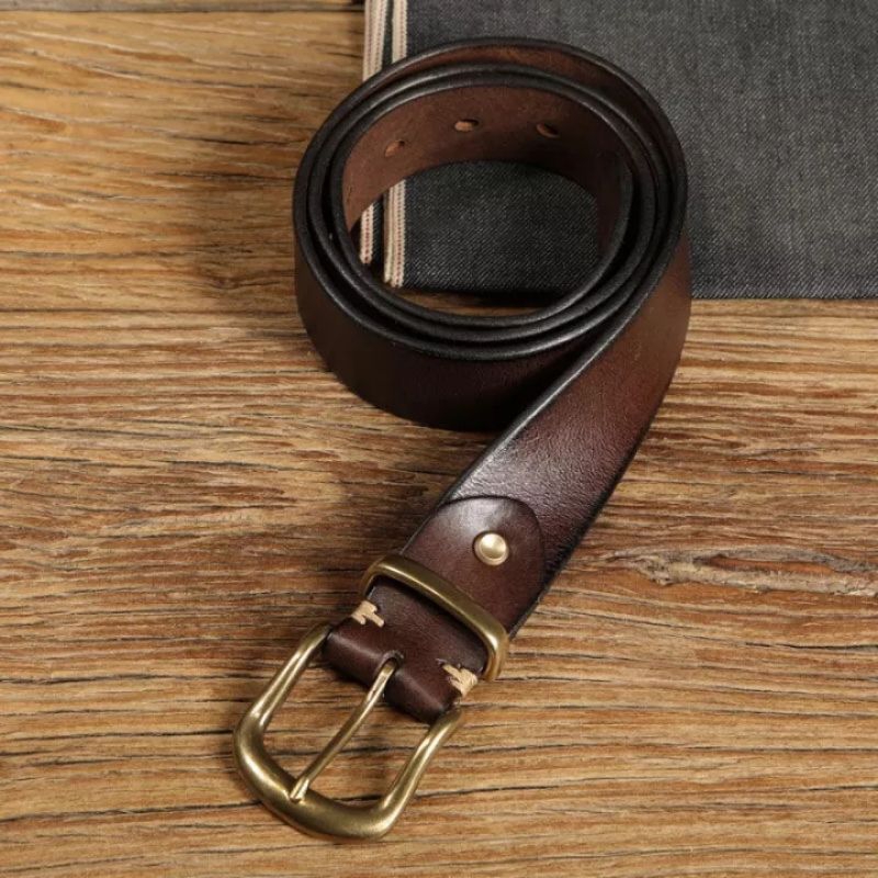 Thắt lưng nam,dây nịt da bò Ý bản nhỏ 33mm khóa đồng Retro sang trọng bảo hành 5 năm
