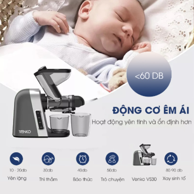 Máy ép chậm venko vs30 máy ép trái cây venko trục ngang ép khoẻ kiệt bã  Bh 12 tháng