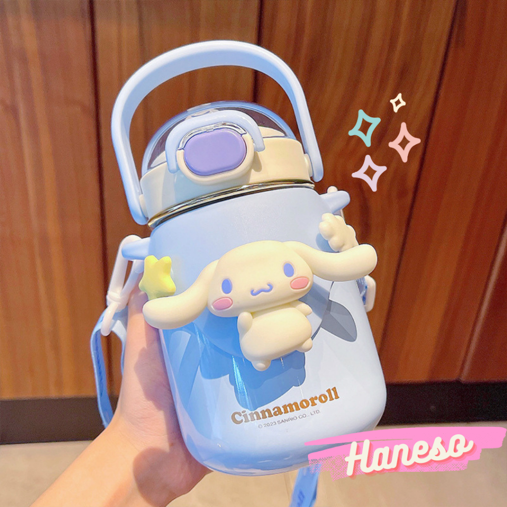 Haneso Bình Nước Giữ Nhiệt Đeo Vai Kuromi Cốc Giữ Nhiệt Cao Cấp Dễ Thương Melody Cinnamoroll Cute 700ml Inox 304