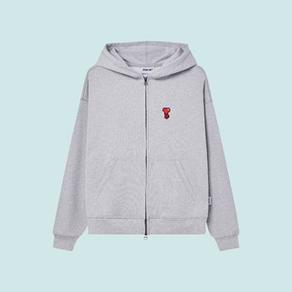 Local brand ree - áo hoodie zip form boxy thêu trái tim màu xám