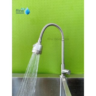 Vòi rửa chén lạnh bẻ inox rina xoay 360 độ -vòi rửa chén bẻ lạnh - vòi chén lạnh xoay 360 độ