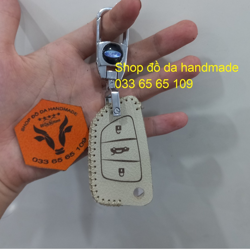 Bao da chìa độ, chìa chế chìa gập mở các dòng xe ô tô bằng da bò, kèm tặng móc khóa (mẫu 04)