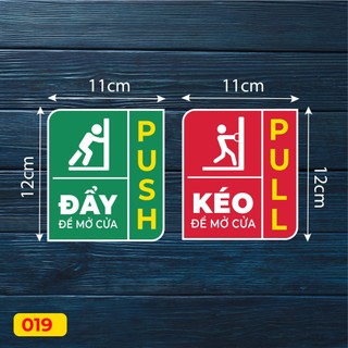 Combo 2 miếng dán decal ĐẨY KÉO pull push dán trên cửa kính